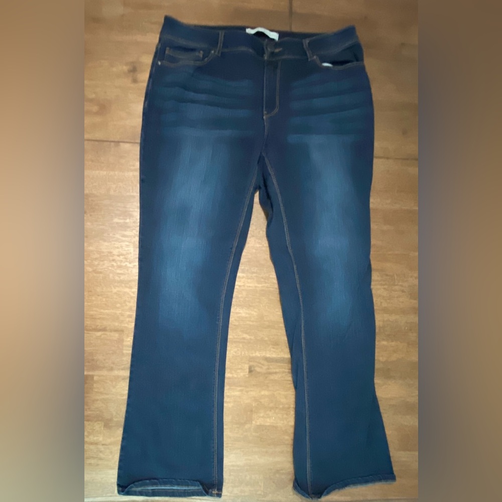 1946 Denim, Contemporary, Dark Blue Boot Cut Women’s Jeans, Size: 14P